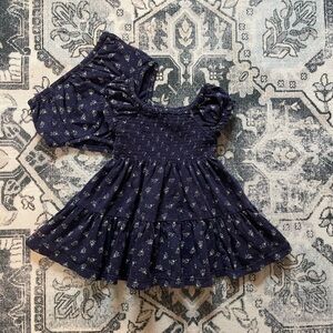 POLO RALPH LAUREN EUC Navy Floral Smocked Cap Sleeve Tiered Dress & Bloomers
